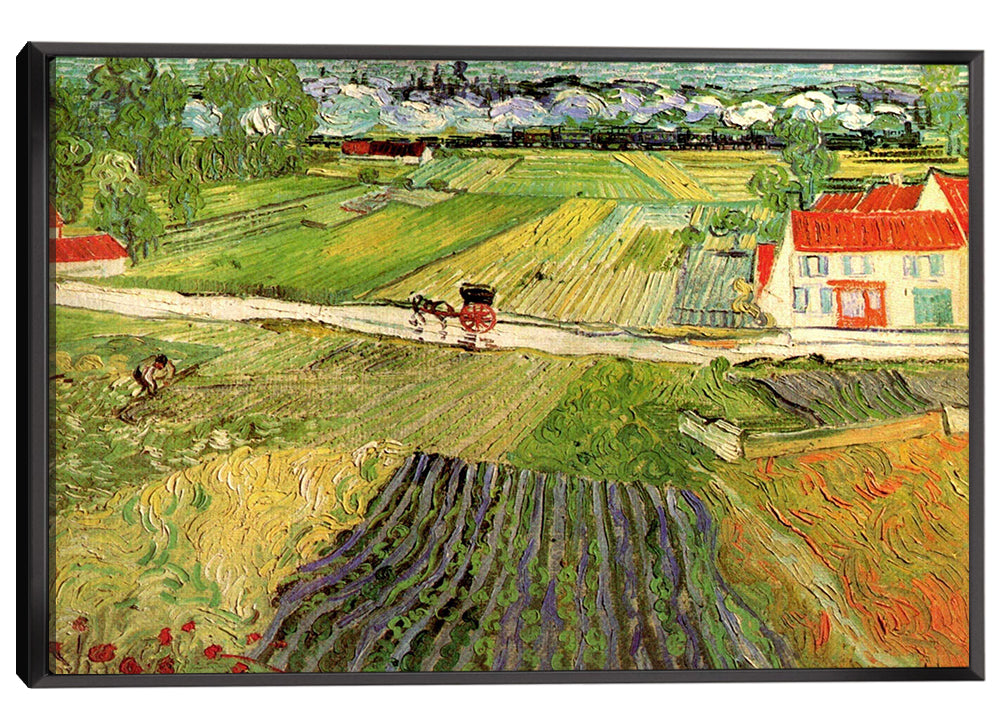 Landscape With Carriage And Train In The Background Canvas Art