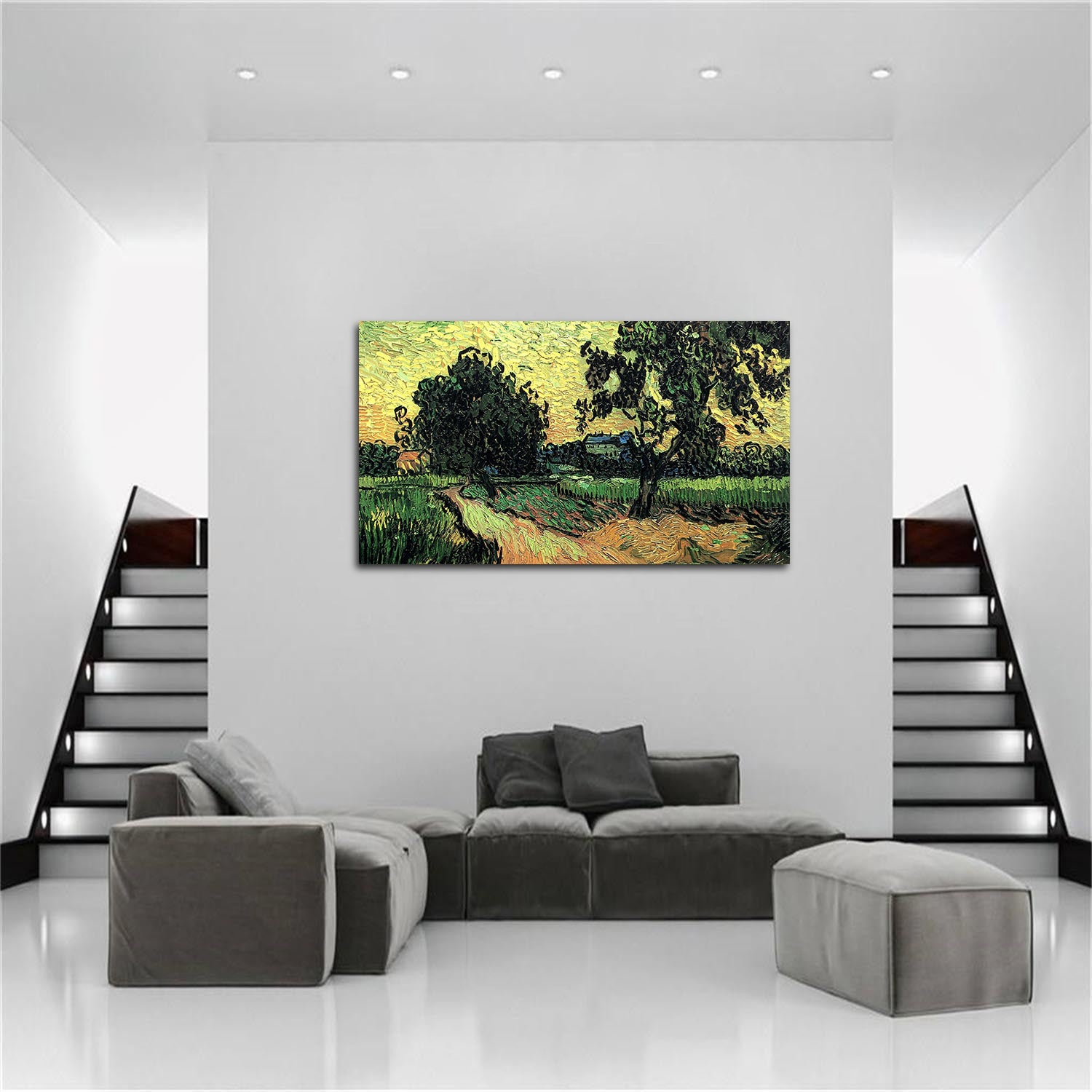 Landscape With The Chateau Of Auvers At Sunset Canvas Art
