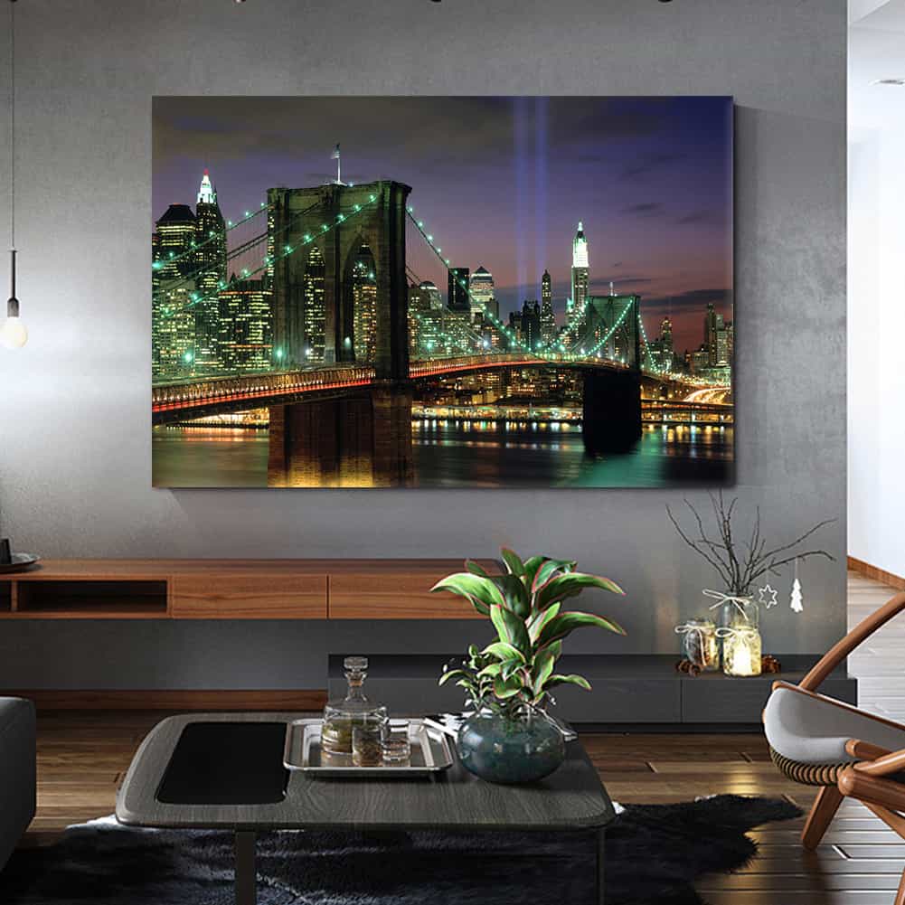 Brooklyn Bridge At Night Canvas Art