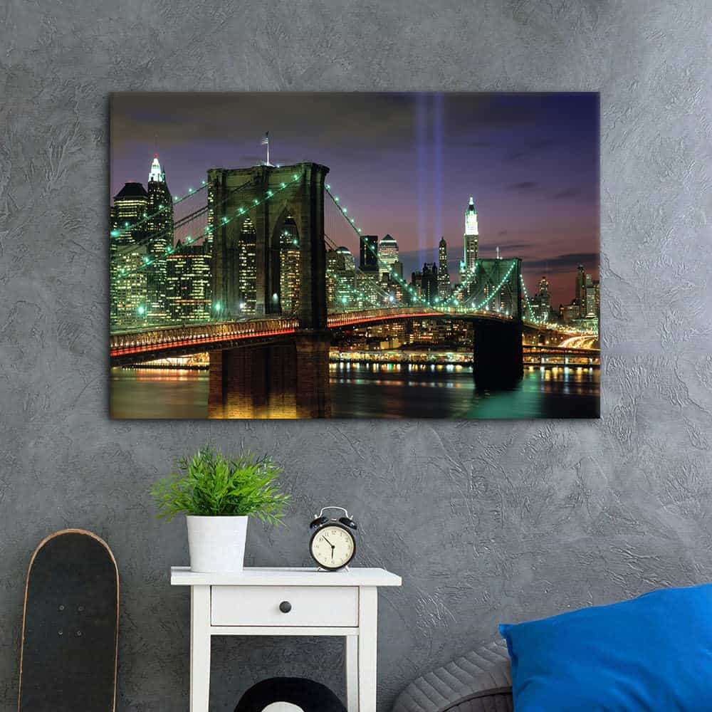 Brooklyn Bridge At Night Canvas Art
