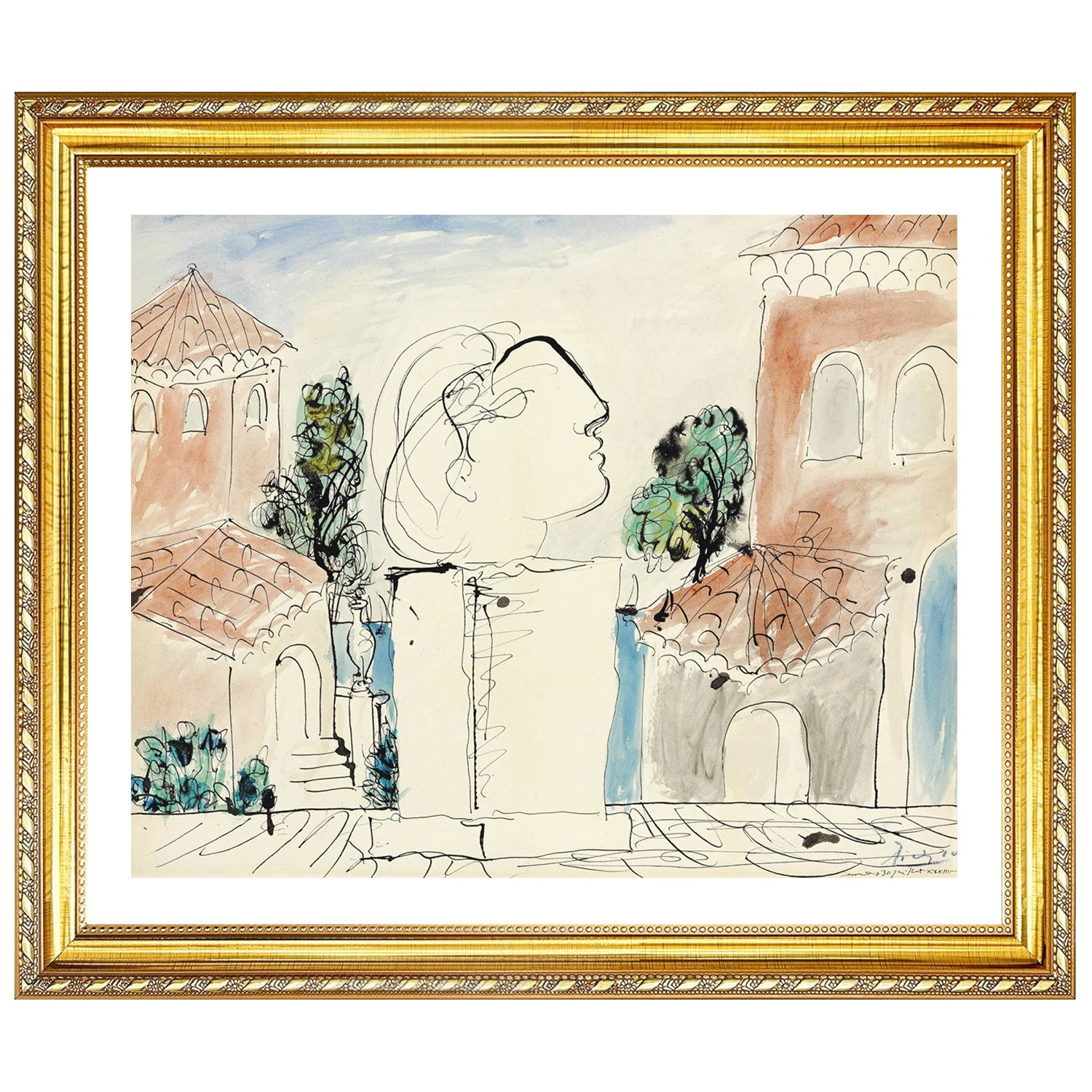 Pablo Picasso Wall Art On The Terrace Poster Framed Art