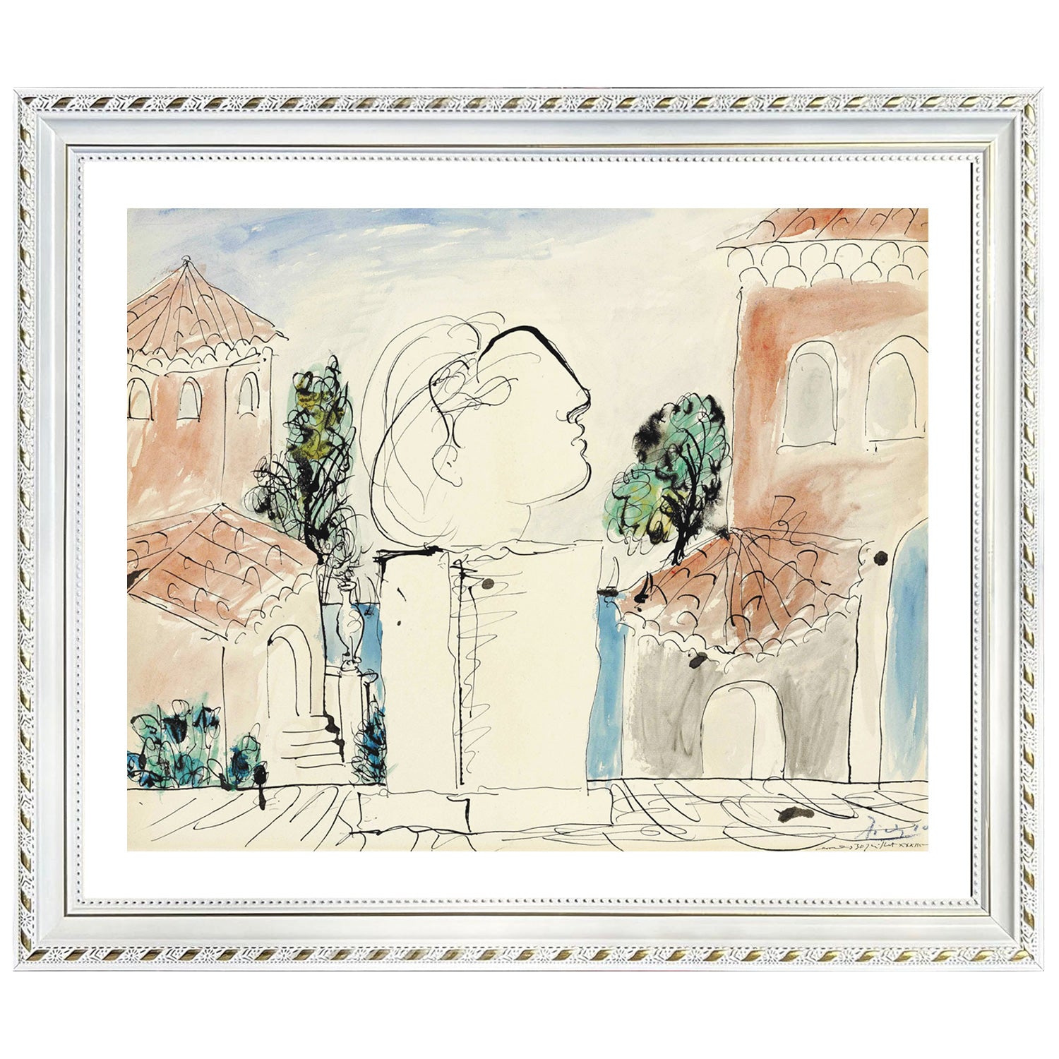 Pablo Picasso Wall Art On The Terrace Poster Framed Art