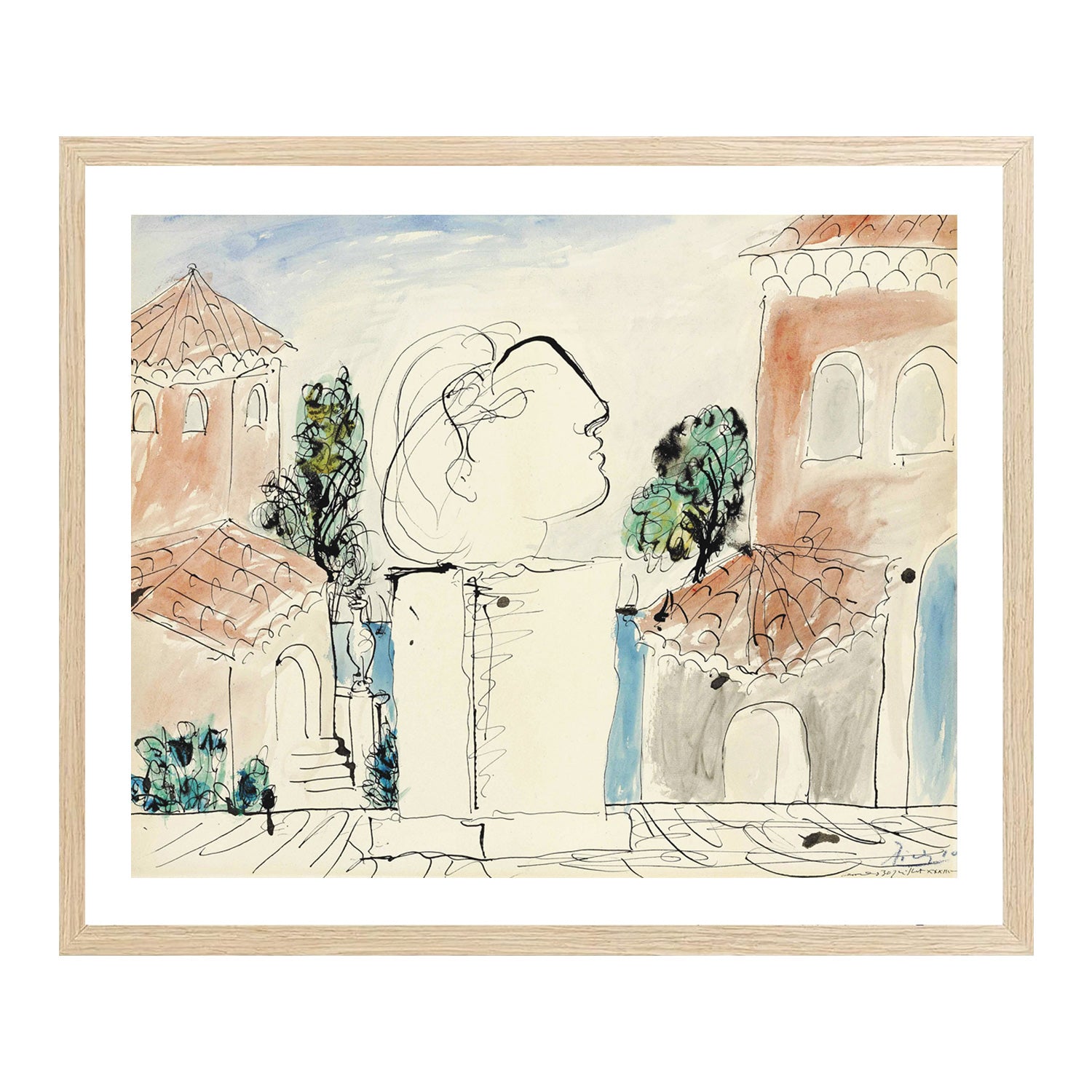 Pablo Picasso Wall Art On The Terrace Poster Framed Art