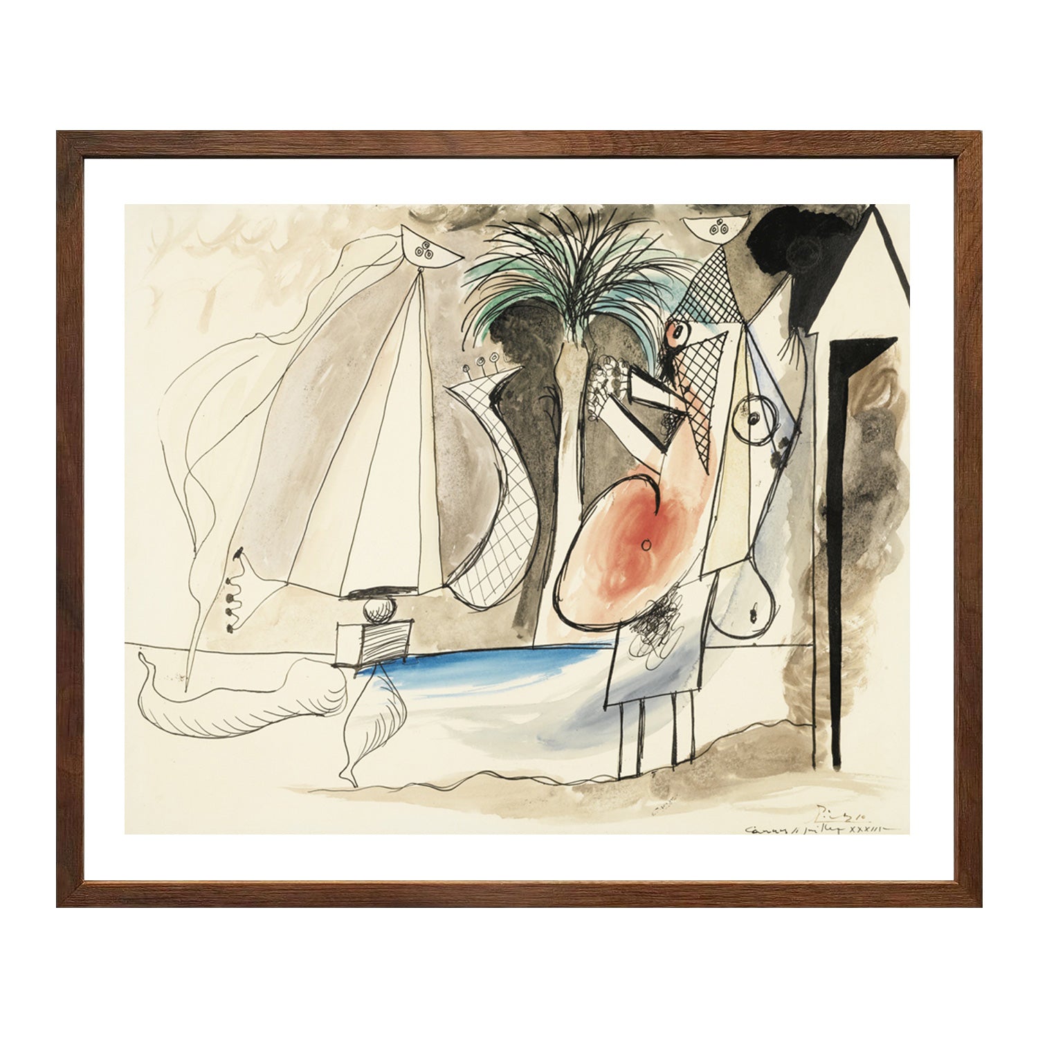 Pablo Picasso Wall Art On The Beach Poster Framed Art