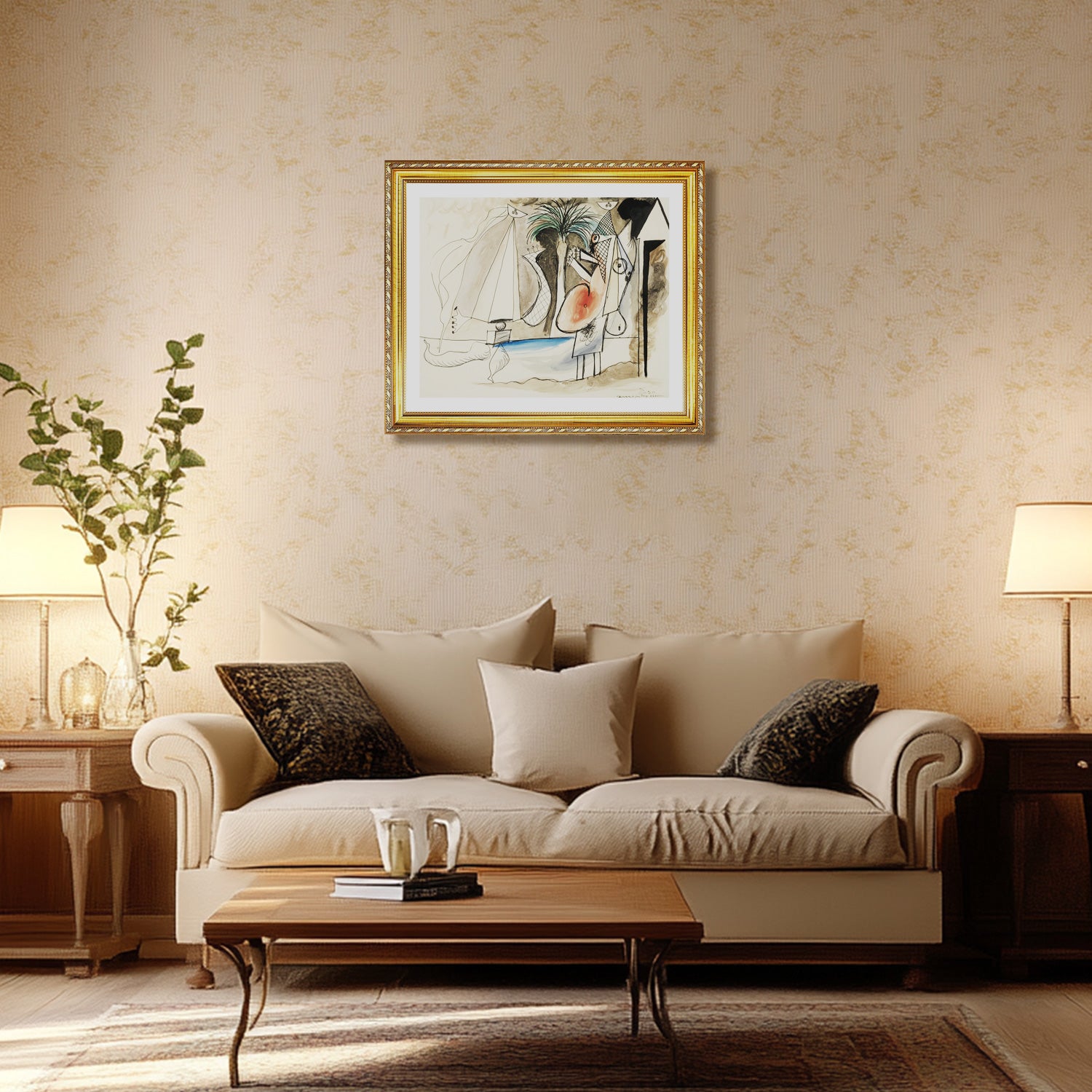 Pablo Picasso Wall Art On The Beach Poster Framed Art