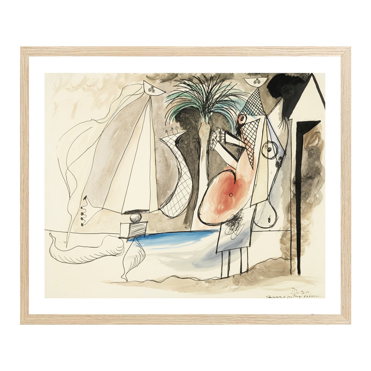 Pablo Picasso Wall Art On The Beach Poster Framed Art