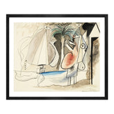 Pablo Picasso Wall Art On The Beach Poster Framed Art