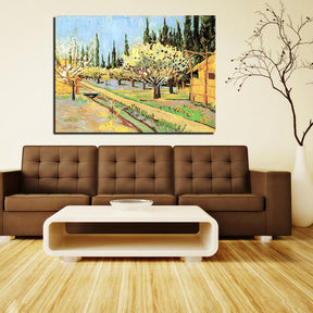 Orchard in Blossom Bordered by Cypresses Canvas Art