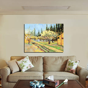 Orchard in Blossom Bordered by Cypresses Canvas Art
