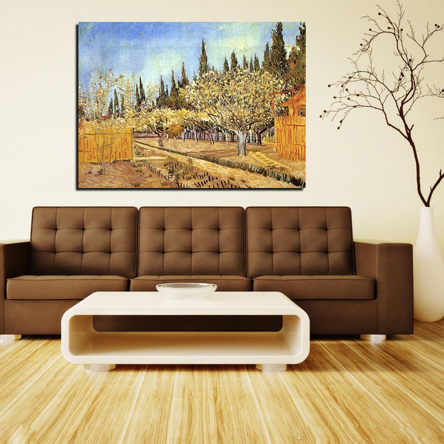 Orchard in Blossom Bordered by Cypresses 2 Canvas Art