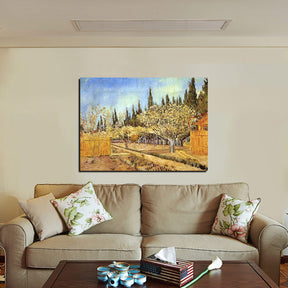 Orchard in Blossom Bordered by Cypresses 2 Canvas Art
