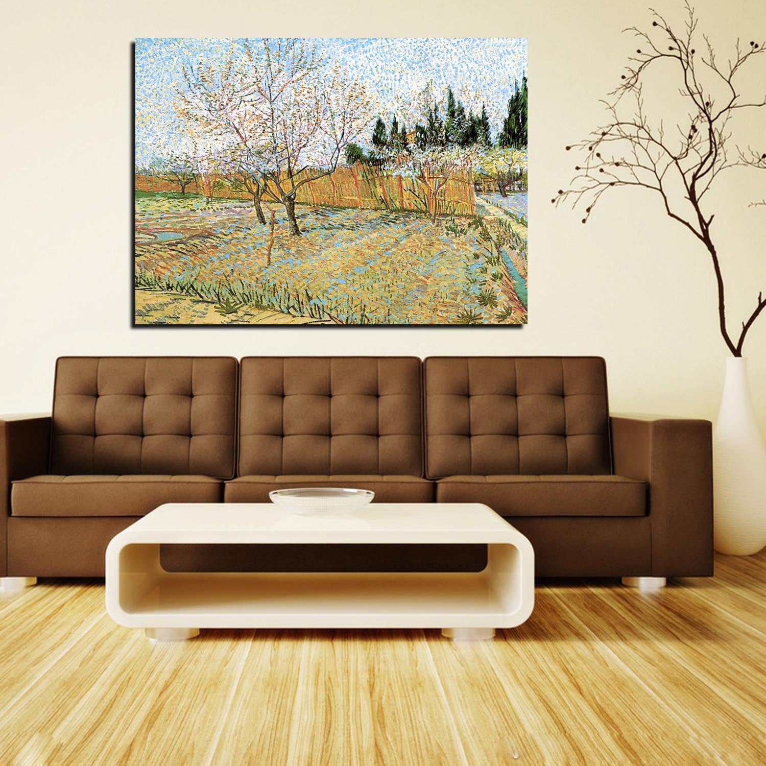 Orchard with Peach Trees in Blossom Canvas Art