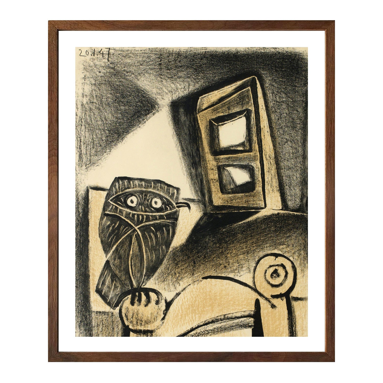Pablo Picasso Wall Art Owl In The Chair Poster Framed Art