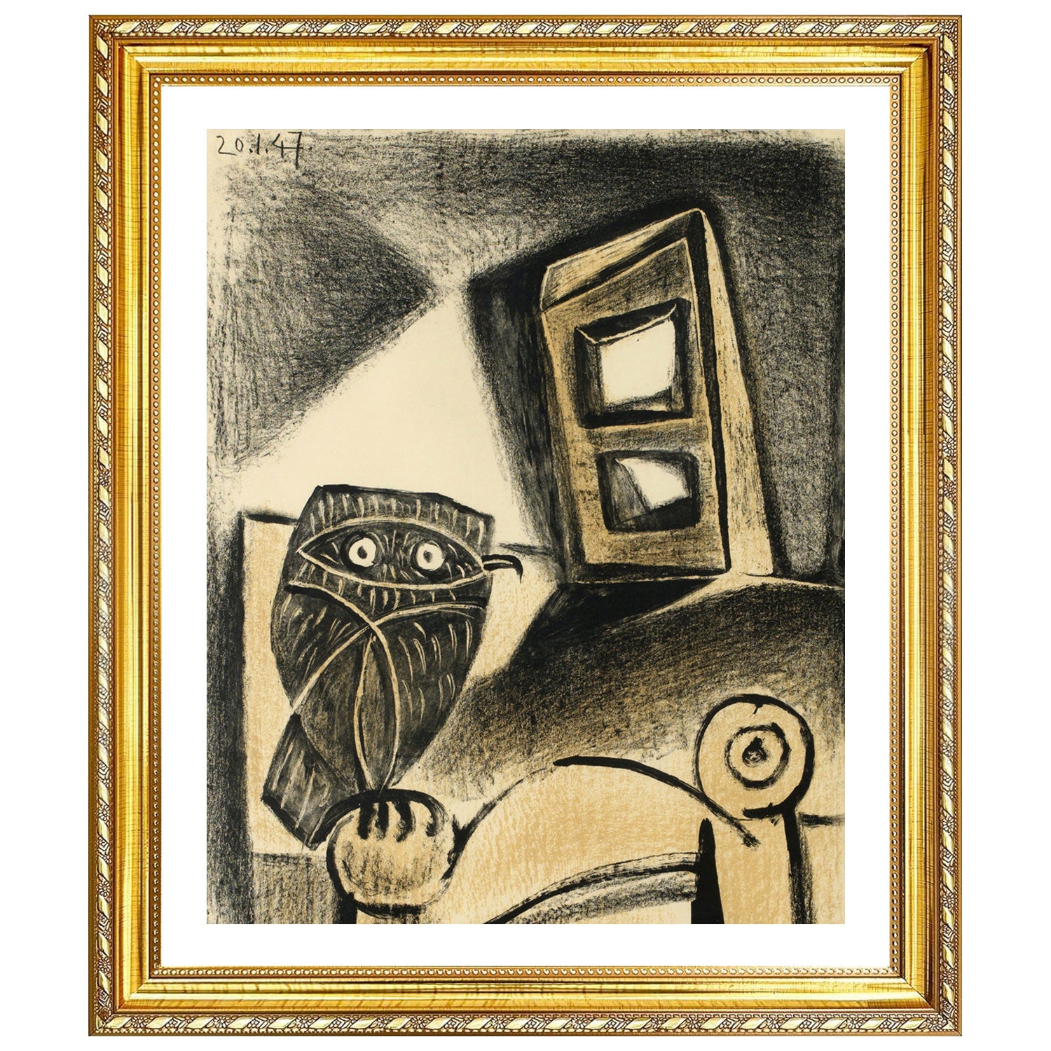 Pablo Picasso Wall Art Owl In The Chair Poster Framed Art