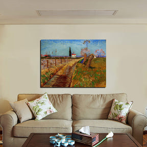 Path Through A Field With Willows Canvas Art