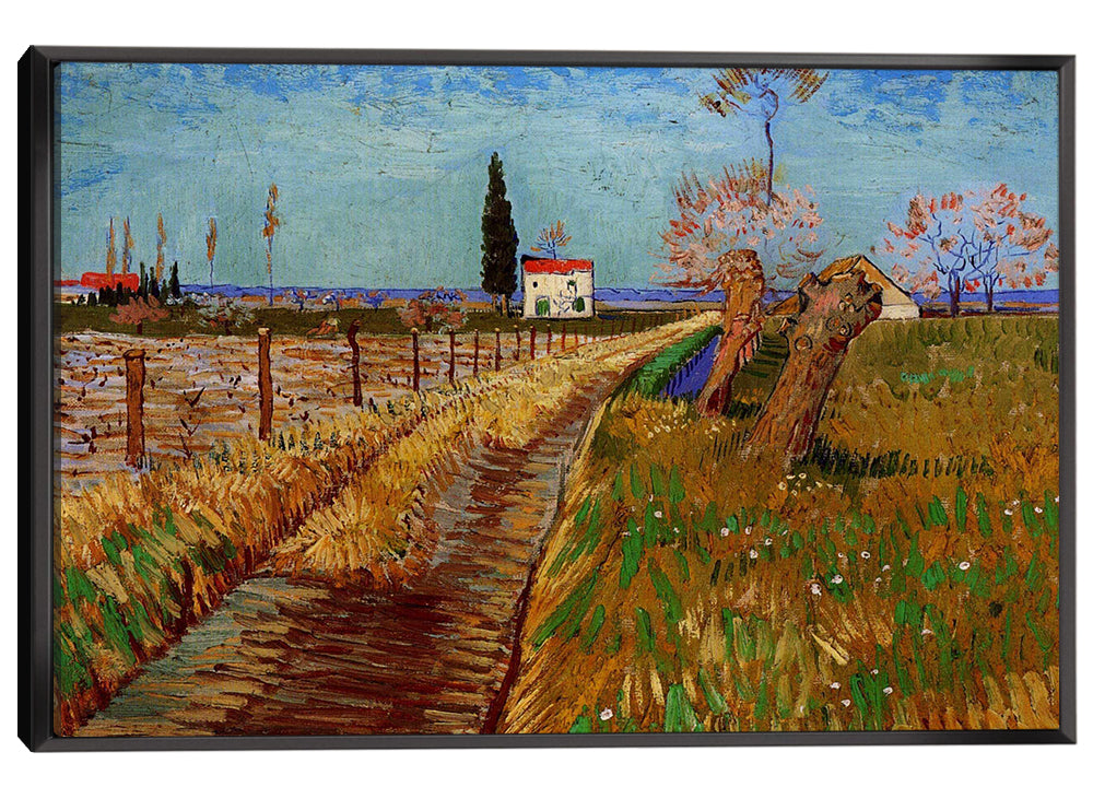 Path Through A Field With Willows Canvas Art