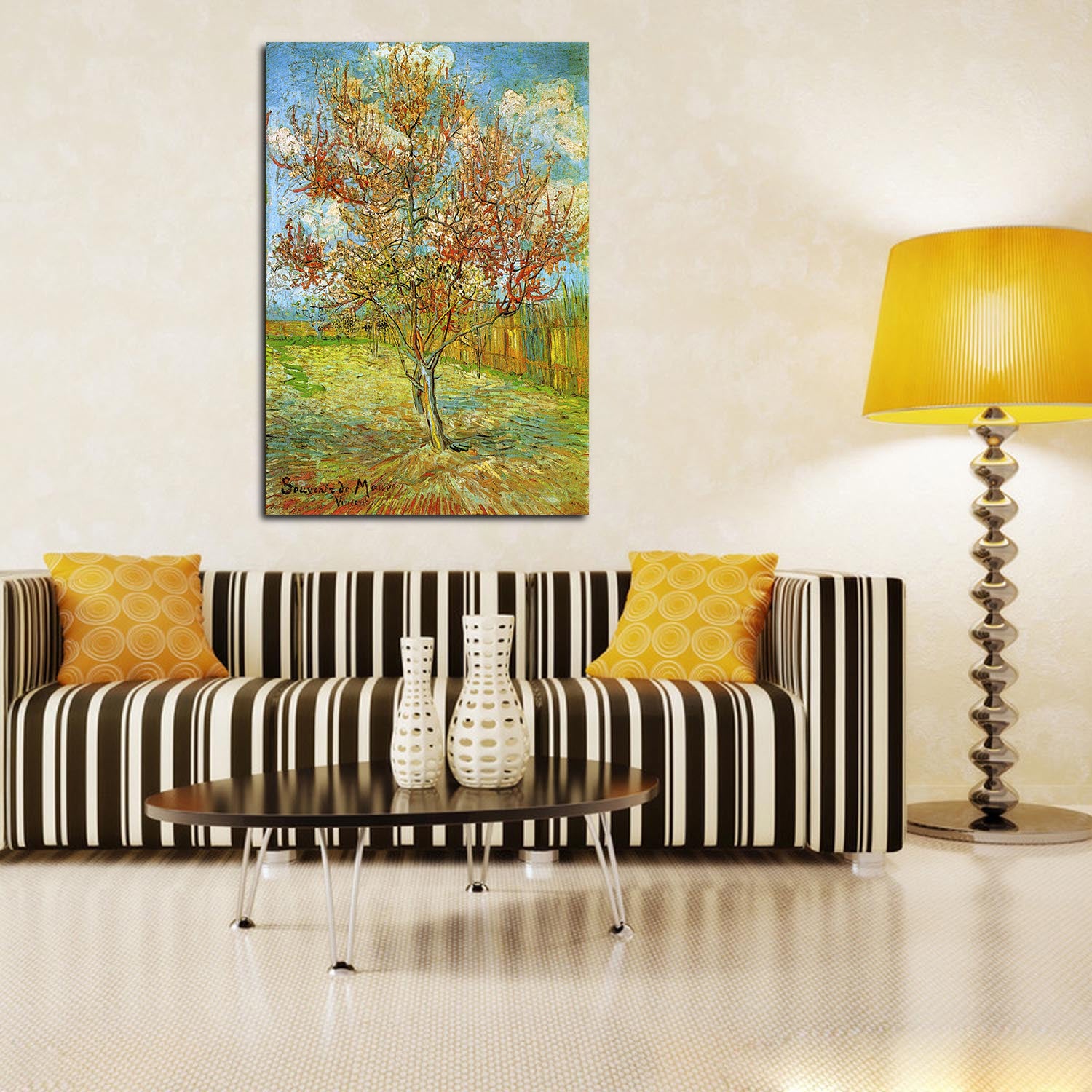 Pink Peach Tree In Blossom Reminiscence Of Mauve Canvas Art