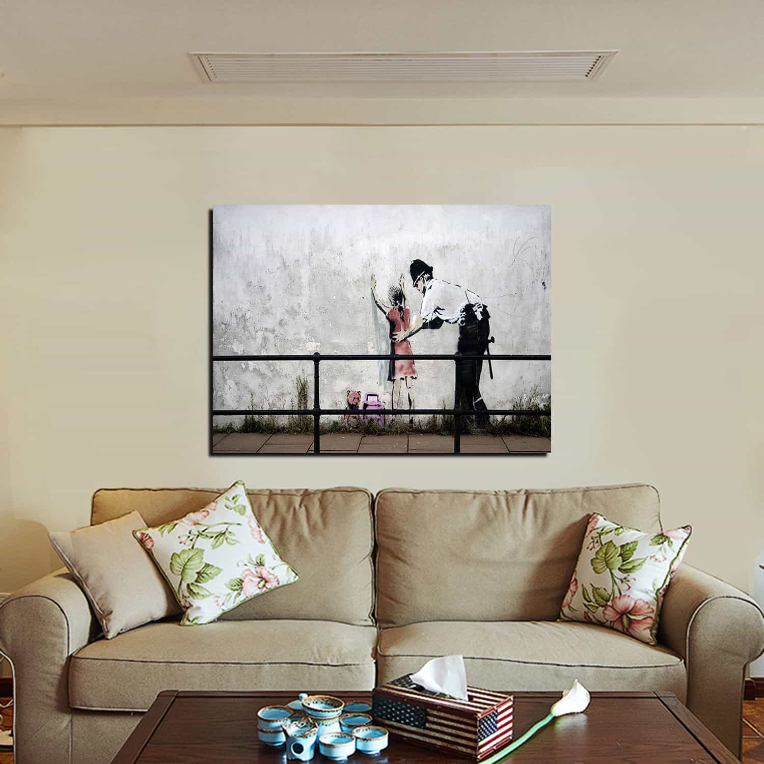 Policeman Searching Girl Canvas Art