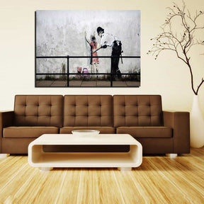 Policeman Searching Girl Canvas Art