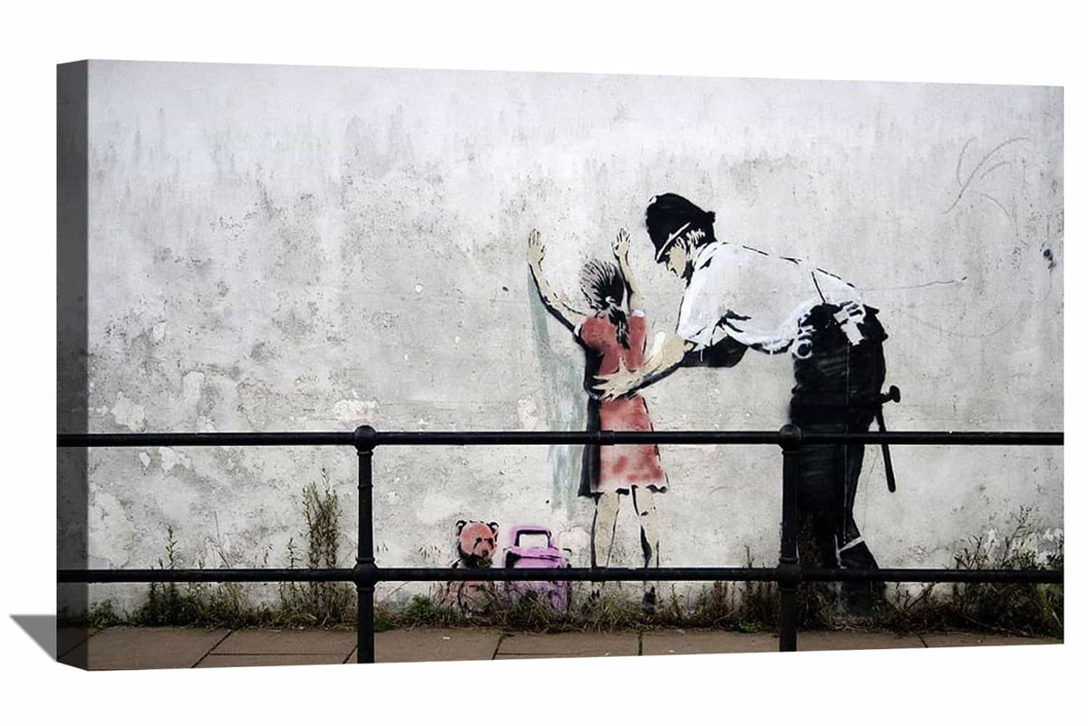 Policeman Searching Girl Canvas Art