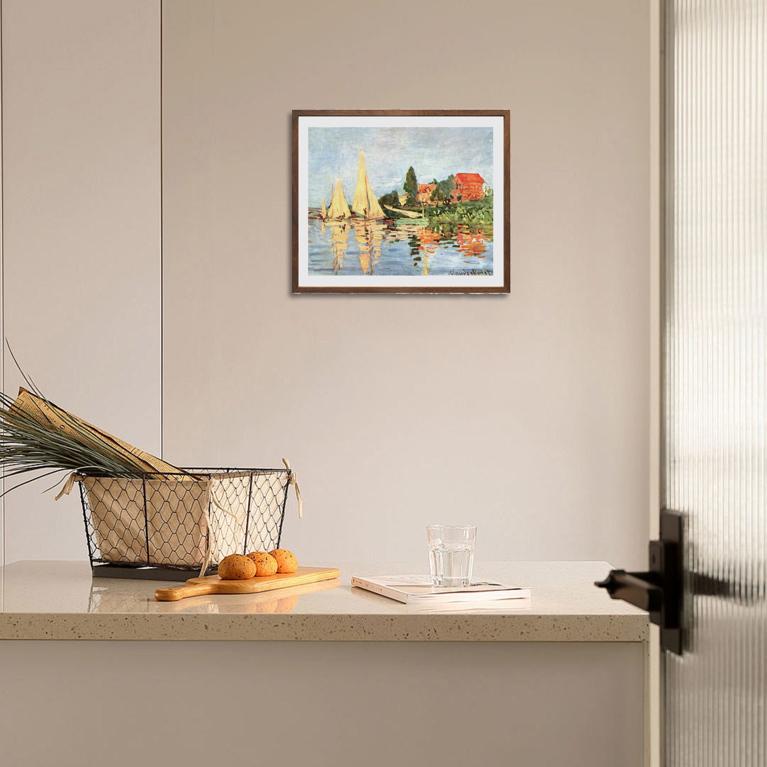 Claude Monet Wall Art Regatta At Argenteuil Poster Framed