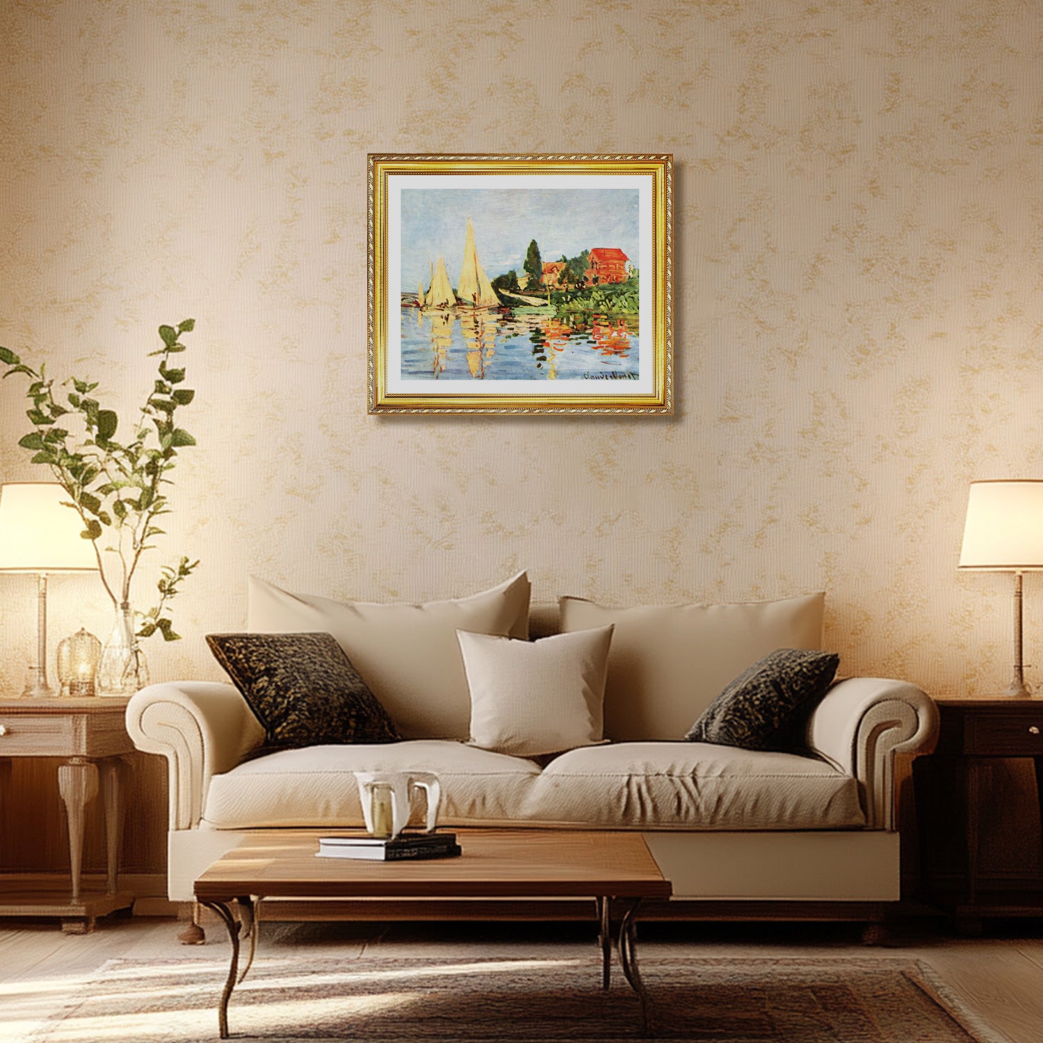 Claude Monet Wall Art Regatta At Argenteuil Poster Framed