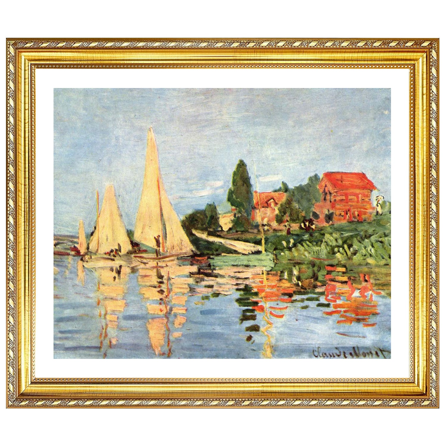 Claude Monet Wall Art Regatta At Argenteuil Poster Framed