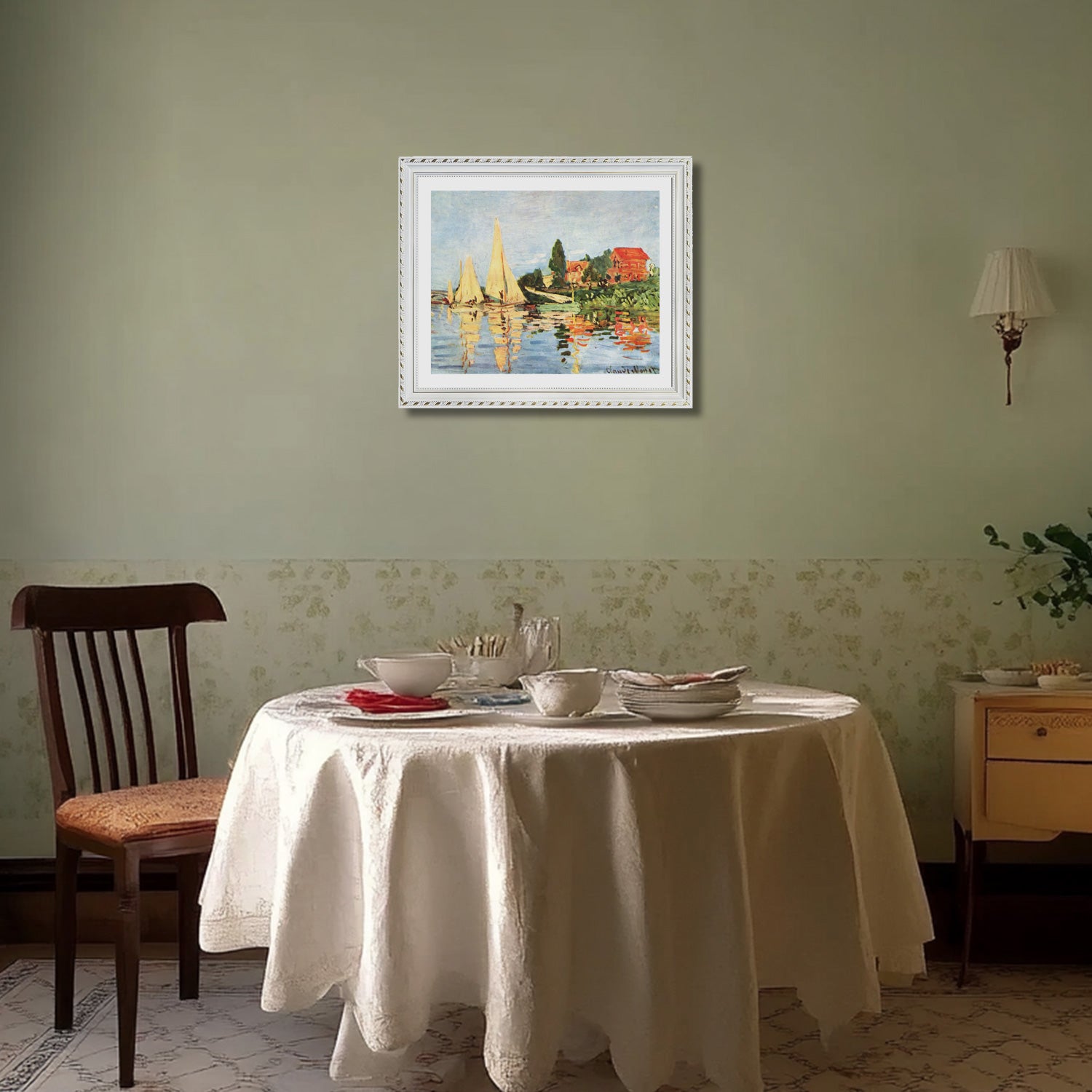 Claude Monet Wall Art Regatta At Argenteuil Poster Framed