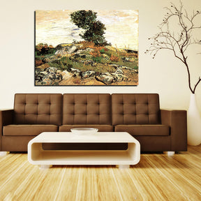 Rocks With Oak Tree Canvas Art