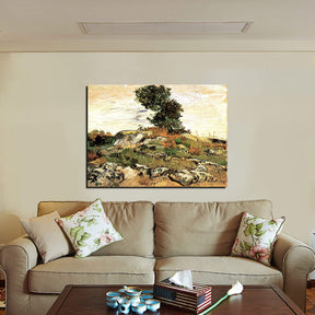 Rocks With Oak Tree Canvas Art
