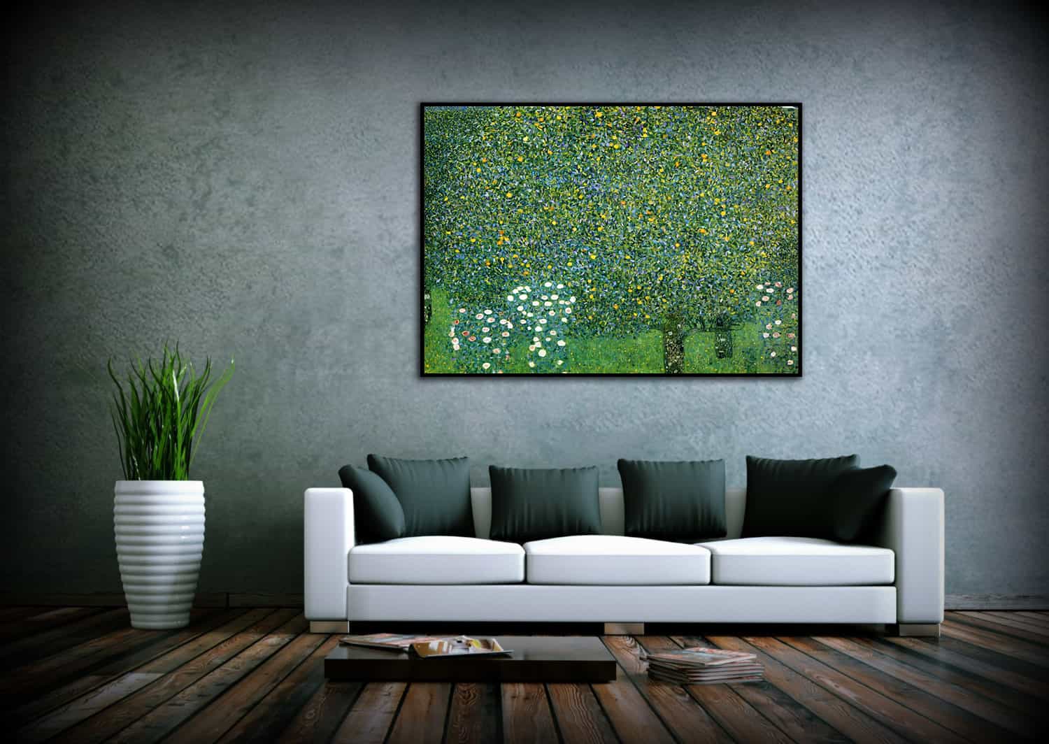 Rosebushes Under The Trees Canvas Art