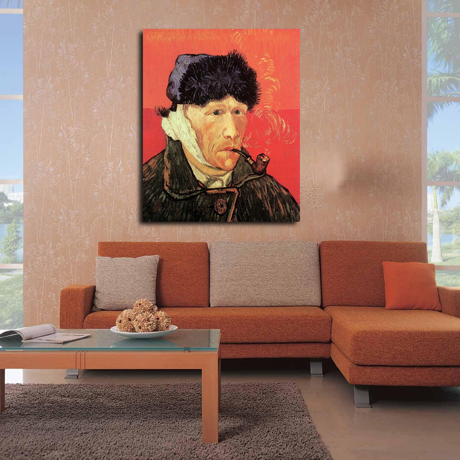 Self Portrait with Bandaged Ear and Pipe Canvas Art