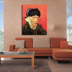 Self Portrait with Bandaged Ear and Pipe Canvas Art
