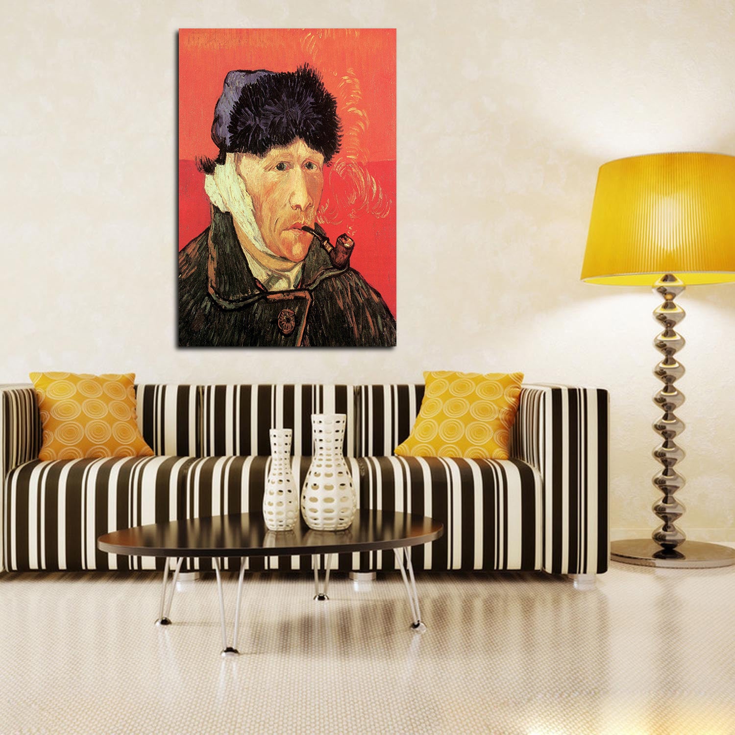 Self Portrait with Bandaged Ear and Pipe Canvas Art