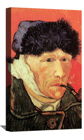 Self Portrait with Bandaged Ear and Pipe Canvas Art