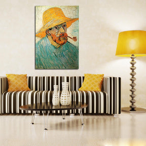 Self Portrait with Pipe and Straw Hat Canvas Art
