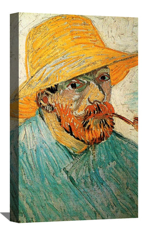 Self Portrait with Pipe and Straw Hat Canvas Art