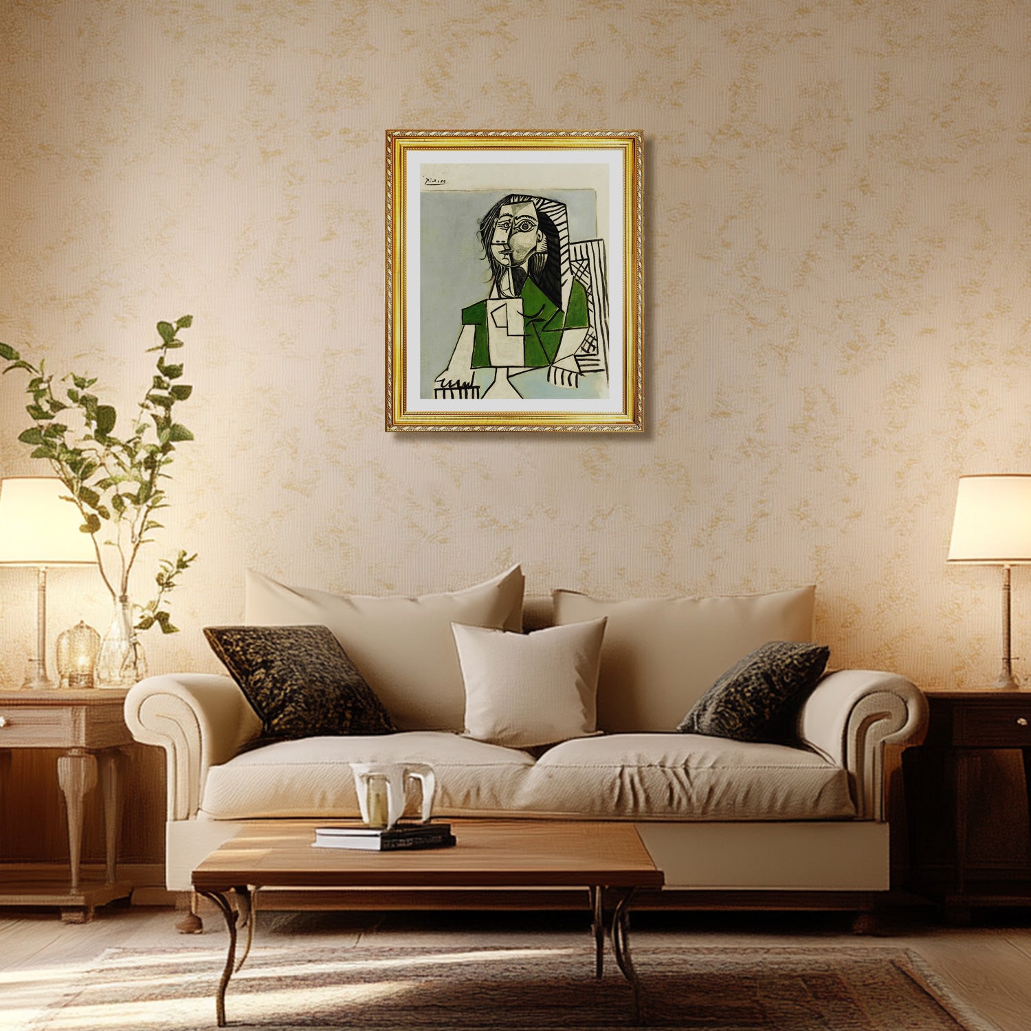 Pablo Picasso Wall Art Sitting Woman Poster Framed Art