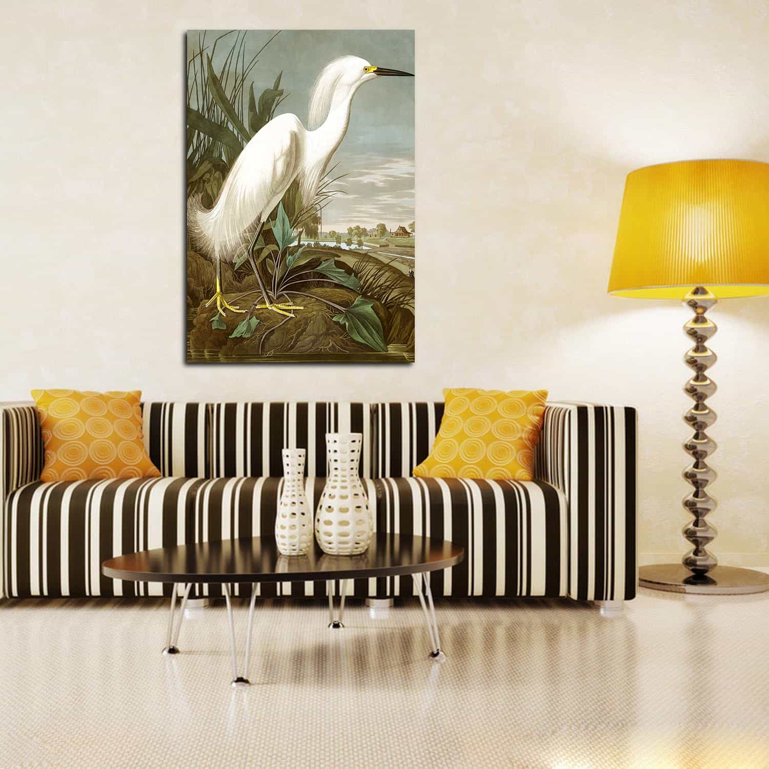 Snowy Heron Canvas Art