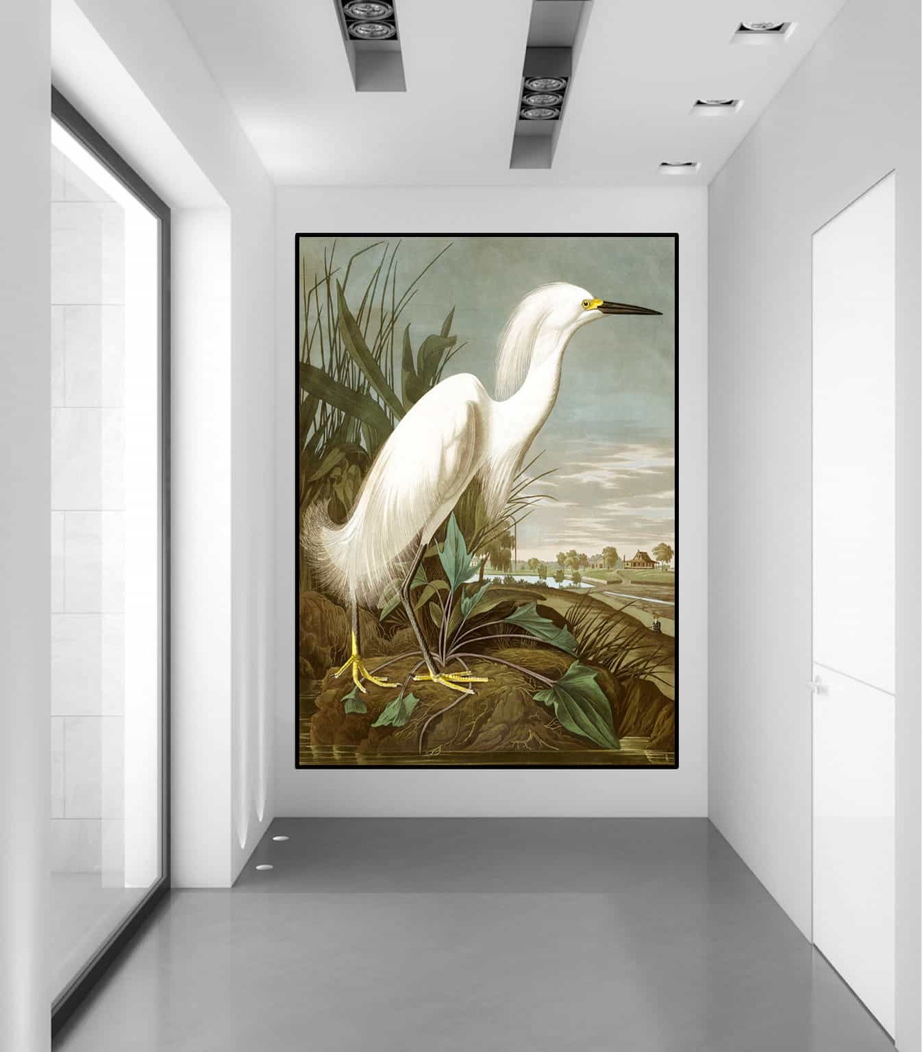 Snowy Heron Canvas Art