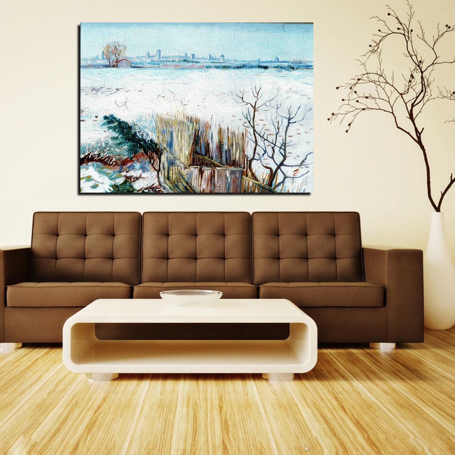 Snowy Landscape With Arles In The Background Canvas Art