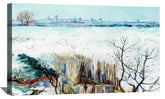 Snowy Landscape With Arles In The Background Canvas Art