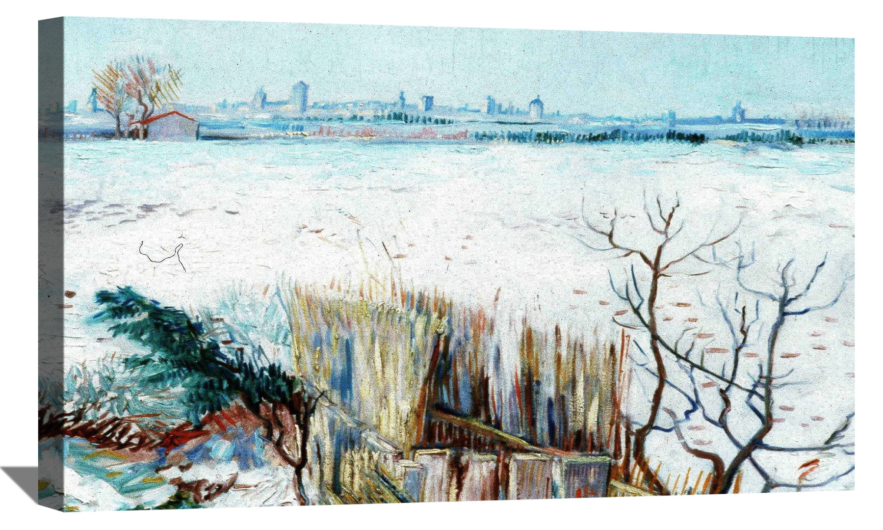Snowy Landscape With Arles In The Background Canvas Art