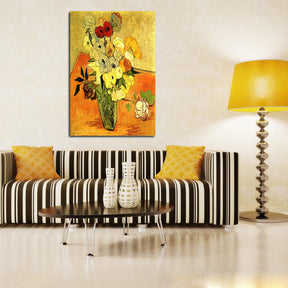 Still Life Japanese Vase With Roses And Anemones Canvas Art