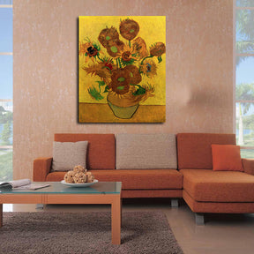 Still Life Vase with Fifteen Sunflowers Canvas Art