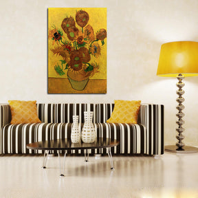 Still Life Vase with Fifteen Sunflowers Canvas Art