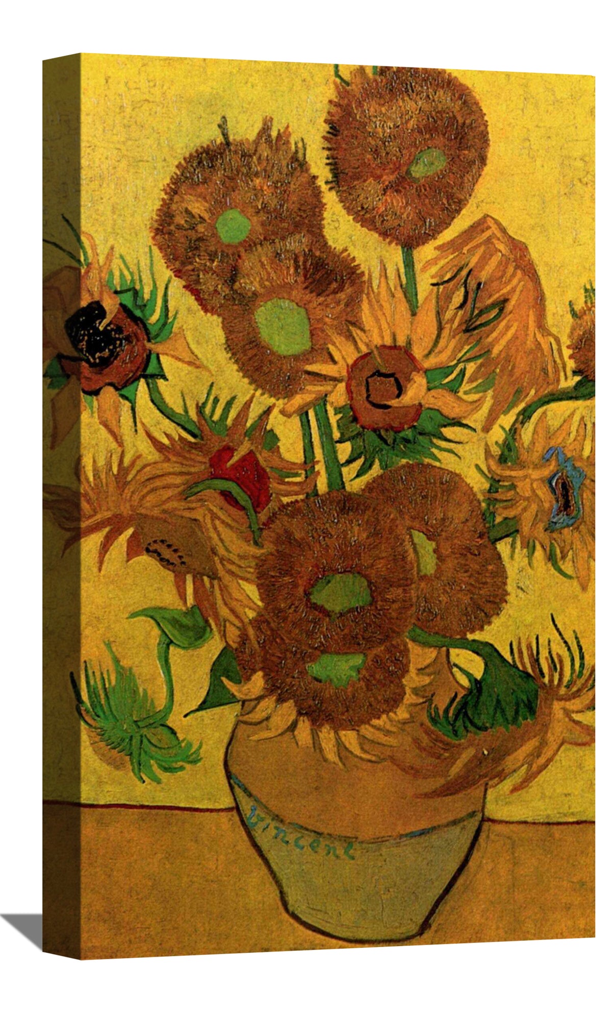 Still Life Vase with Fifteen Sunflowers Canvas Art