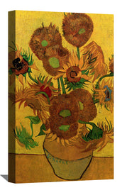 Still Life Vase with Fifteen Sunflowers Canvas Art