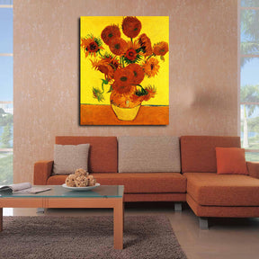 Still Life Vase with Fifteen Sunflowers Canvas Art