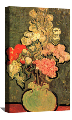 Still Life Vase With Rose Mallows Canvas Art